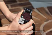 Black-Metal-Bottle-Opener-Business-Card-With-Custom-Shape-And-Red-Screen-Printing