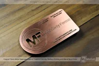 Copper-Finish-Metal-Business-Card-With-Custom-Cutouts-Surface-Etching-And-Black-Spot-Color