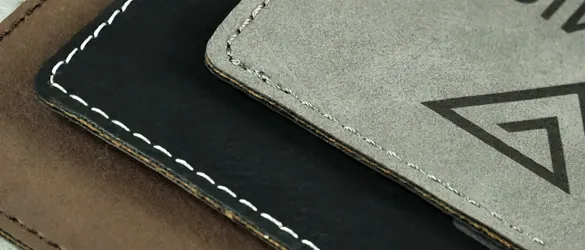 close up of leatherette luggage tag color finishes