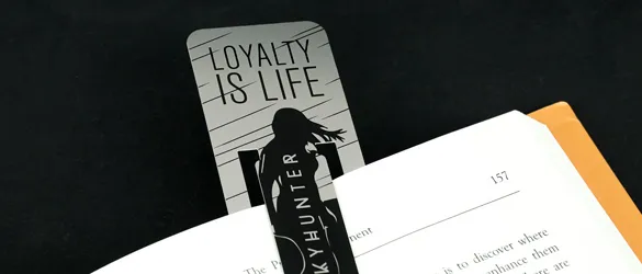 metal bookmark on page
