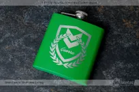 Green-Metal-Flasks-Silver-Laser-Etching-Guerra-Logo