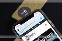 Brass-Finish-Metal-NFC-Business-Card-Scanning-to-Open-a-url-on-iphone-tap