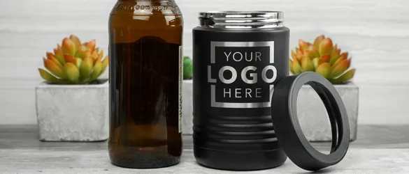 metal beverage holder next to bottle