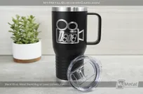 Black Metal Travel Mug Tumbler with Custom Logo Laser Etched