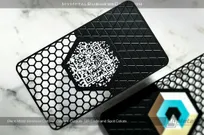Black-Metal-QR-Code-Business-Card-with-Hexagon-Cutouts