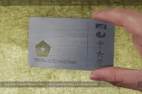 Gunmetal-Business-Card-Custom-Cutouts-Surface-Etching-Gray-Spot-Color-Trujillo