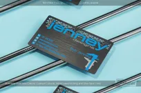 Gunmetal-Business-Card-Custom-Cutouts-Silver-Laser-Etching-Blue-Spot-Color-Bob-Jenney