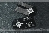 Black-Aluminum-Business-Card-Anodized-Finish-Silver-Laser-Etching-Cutouts-Enjoy-Life