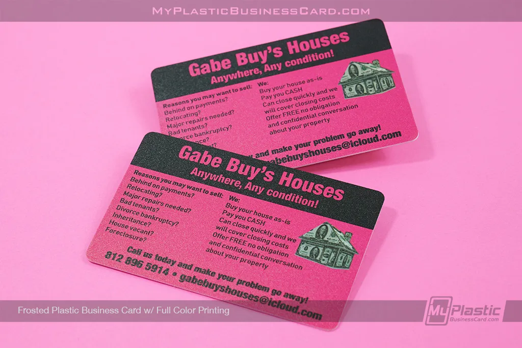 Frosted Plastic Business Card Full Color Printing Gabe Pink