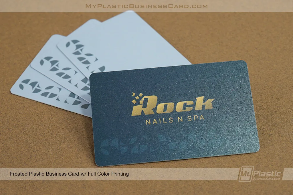 Frosted Plastic Business Card Full Color Printing Rock Nails Spa