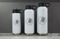 White-20-32-40-Metal-Water-Bottles-Silver-Laser-Etching-Primal-Cuts