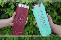 Maroon-Teal-22-oz-Skinny-Tumblers-Laser-Etched-Logos-Cheers