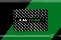 carbon fiber business card with green screen printed color on front 