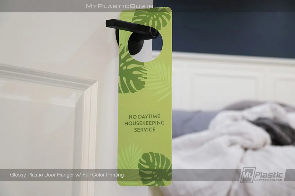 Glossy-Plastic-Door-Hanger-Full-Color-Printing-Green-Leaves