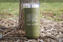 Olive-Green-20-oz-Tumbler-Silver-Etching-Trident-United