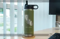 Olive-Green-20-oz-Metal-Water-Bottle-Silver-Laser-Etching-1336