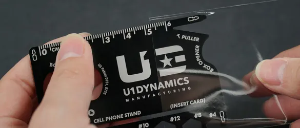 clear plastic sleeve on a wallet ninja metal business card