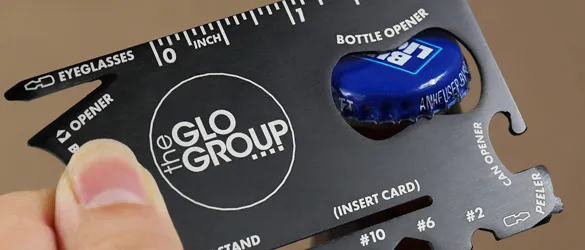 quick metal business cards chemically etched showing varying examples of cut out areas