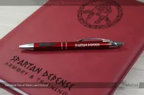 Red-Metal-Pen-Silver-Laser-Etching-Journal-Spartan-Defense