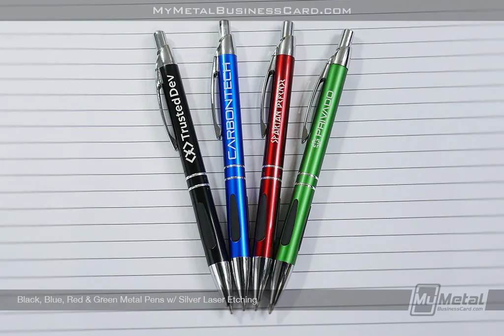 Black-Blue-Red-Green-Metal-Pens-Silver-Laser-Etching-All-Colors