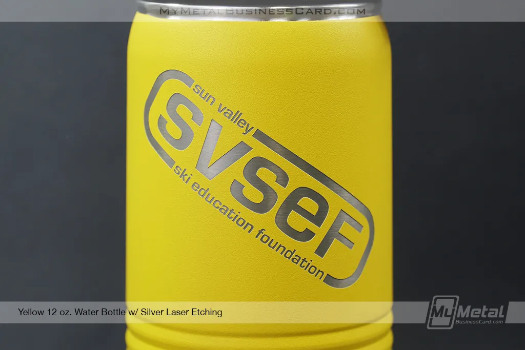 Yellow-12-oz-Metal-Water-Bottle-Silver-Laser-Etching-SVSEF