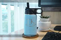 Light-Blue-12-oz-Metal-Water-Bottle-Silver-Laser-Etching-TK-Dental