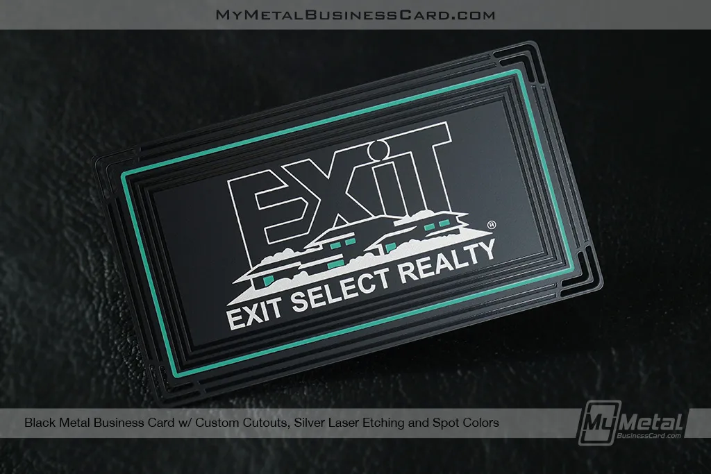 Black-Metal-Business-Card-Custom-Cutouts-Silver-Laser-Etching-Spot-Colors-EXIT