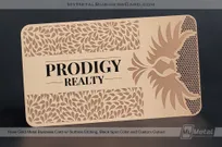 Rose-Gold-Metal-Business-Card-Realtor-with-Surface-Etched-Pattern-Black-Logo