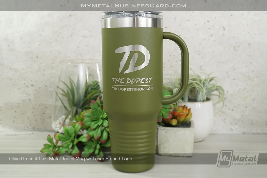 Olive-Green-40-oz-Metal-Travel-Mug-Laser-Etched-Logo-TD