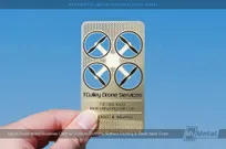 Brass-Finish-Metal-Business-Card-Custom-Cutouts-Surface-Etching-Black-Spot-Color-Drone