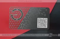 Gunmetal-Business-Card-Custom-Cutouts-Surface-Etching-Red-Spot-Color-QR-Code-G