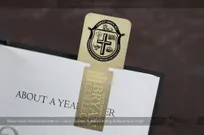 Brass-Finish-Metal-Bookmark-Custom-Cutout-Surface-Etching-Black-Spot-Color-Bryan