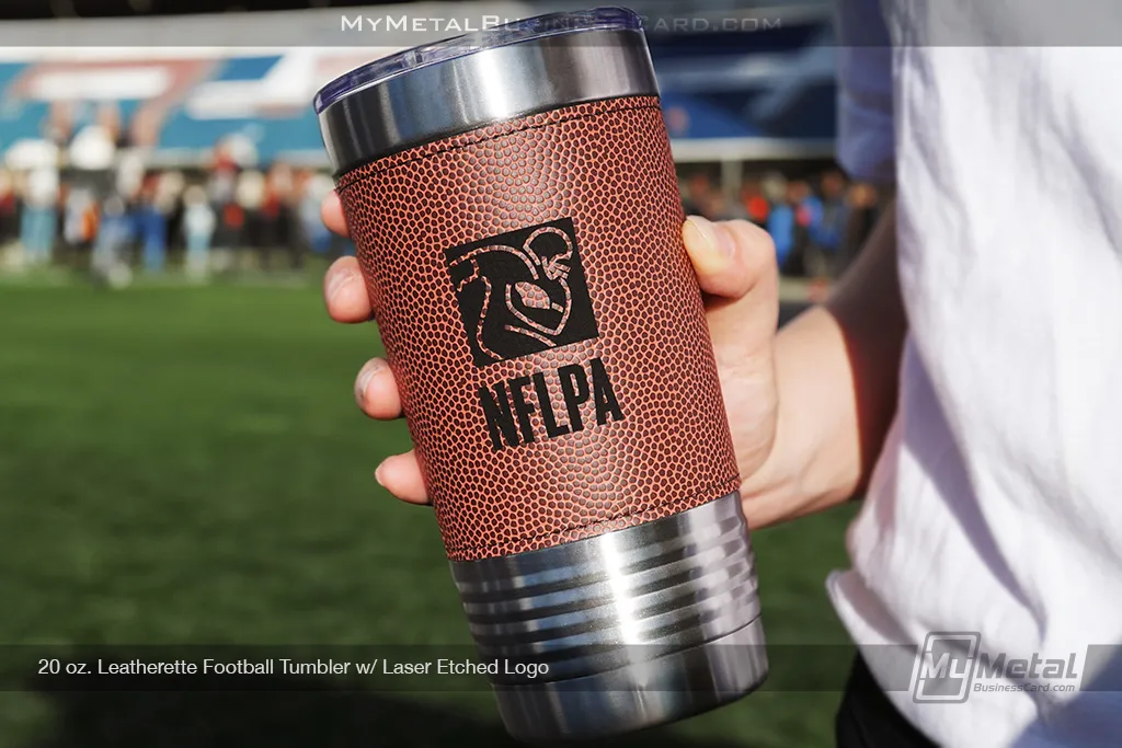 20-oz-Leatherette-Football-Tumbler-Laser-Etched-Logo-NFLPA