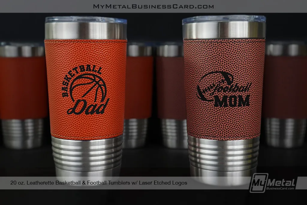 20-oz-Leatherette-Basketball-Football-Tumblers-Laser-Etched-Logos-MomDad