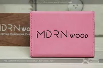Pink-Leatherette-Card-Holder-Laser-Etched-Logo-Black-Walnut-Wood-Card