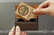 Dark-Brown-Leatherette-Card-Holder-Laser-Etched-Logo-Cherry-Wood-Card