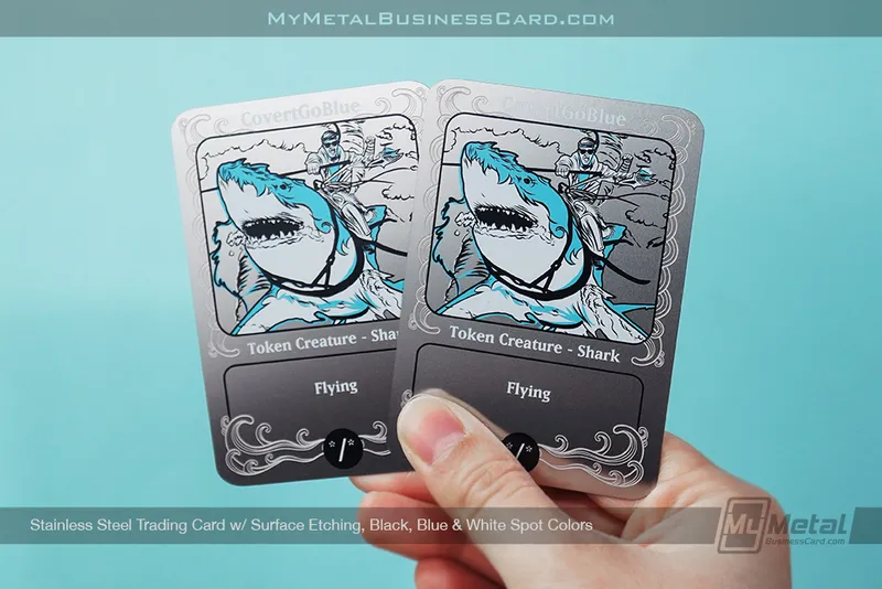 Stainless-Steel-Trading-Card-Surface-Etch-Black-White-Blue-Shark