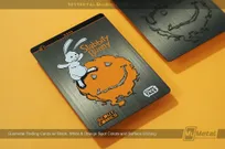 Gunmetal-Trading-Cards-Black-White-Orange-Spot-Colors-Surface-Etch-Stabbity-Bunny