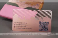 Matte-Rose-Gold-Metal-Business-Card-Custom-Cutouts-Blue-Purple-Spot-Colors-QR-Code-Paula