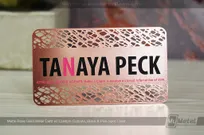 Matte-Rose-Gold-Finish-Business-Card-Custom-Cutouts-Black-Pink-Spot-Color-Tanaya