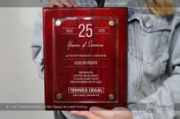 8x10-Rosewood-Piano-Finish-Plaque-Laser-Etching-25-Years-Tennex