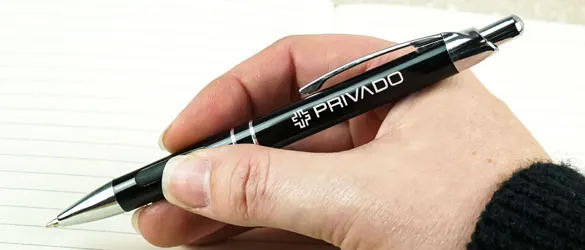 metal pen in hand