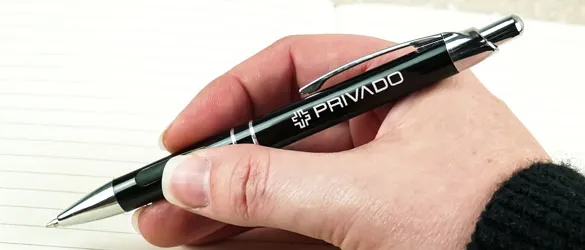 metal pen in hand