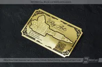 Shiny-Brass-Business-Card-Cutouts-Etching-Black-Gold-Color-QR-Code-Rey-Art-Tattoo
