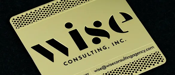 square metal business cards chemically cut and etched