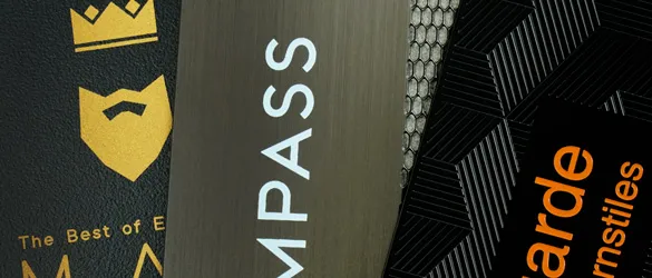 Premium matte black finish metal business card surface