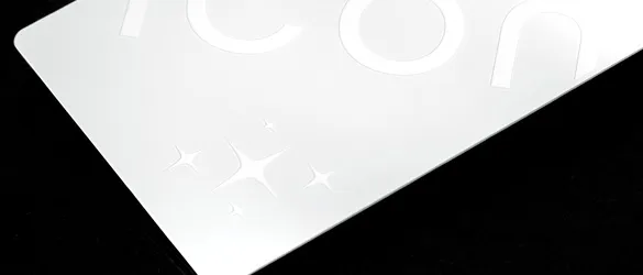 brilliant white metal finish on a custom metal business card