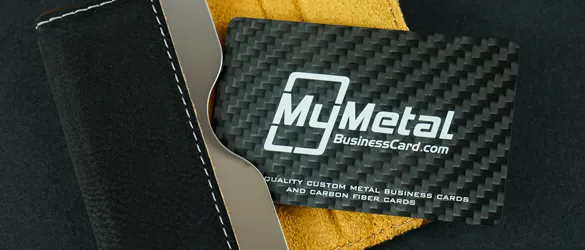 carbon fiber business card is the same size as a credit card and fits into a wallet pocket