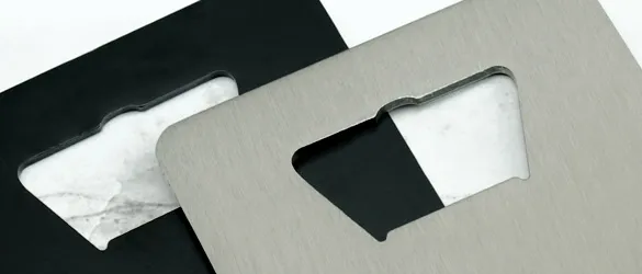 quick metal bottle openers showing stainless steel and black metal finishes