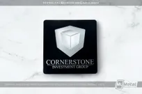 Stainless Steel Square Business Card Custom Cutout Black Screen Print Corner